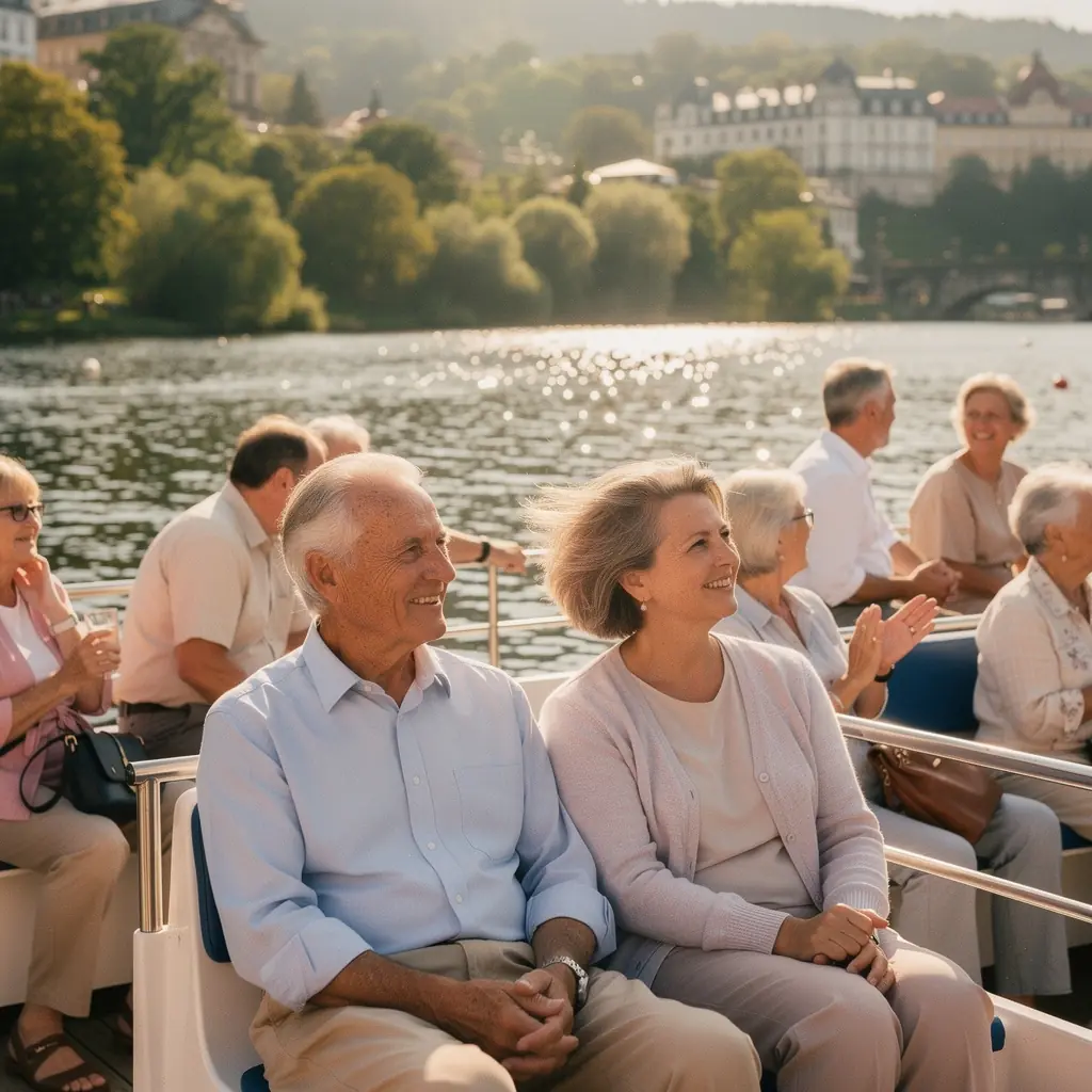 Skupina seniorů se účastní workshopu o zdravém životním stylu.