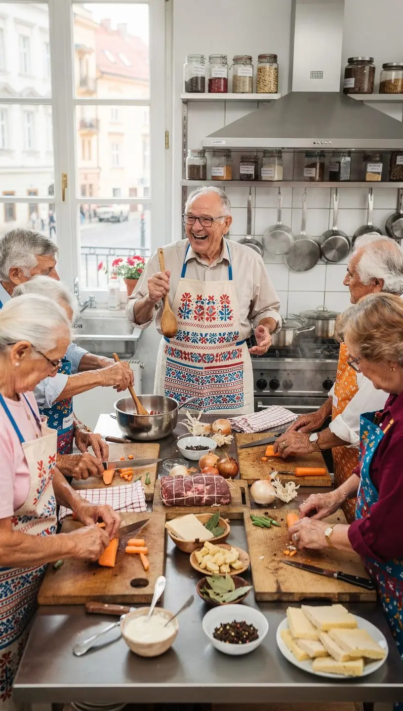 Senior drží v ruce kytici květin, kterou dostal od vnoučat.